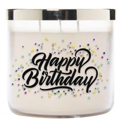 Colonial Candle Bougie parfumée Happy Birthday - Mélange de cire de soja - Blanc - 411 g