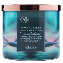 Colonial Candle Bougie parfumée Nordic Berry - Mélange de cire de soja - Bleu - 411 g