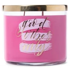 Colonial Candle Bougie parfumée Good Vibes Only - Mélange de cire de soja - Rose - 411 g
