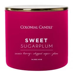 Colonial Candle Bougie parfumée Sweet Sugarplum - Mélange de cire de soja - Rouge - 411 g