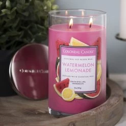 Colonial Candle Bougie parfumée Watermelon Lemonade - Mélange de cire de soja - Rose - 538 g -Pas Cher Décoration Magasin 1000271690 210625 16492300346 MOOD DETAILS P000000001000271690 mood