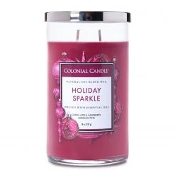 Colonial Candle Bougie parfumée Holiday Sparkle - Mélange de cire de soja - Rouge - 538 g