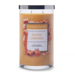 Colonial Candle Bougie parfumée Salted Caramel - Mélange de cire de soja - Orange - 538 g
