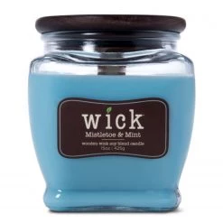 Colonial Candle Bougie parfumée Mistletoe and Mint - Mélange de cire de soja - Bleu - 425 g