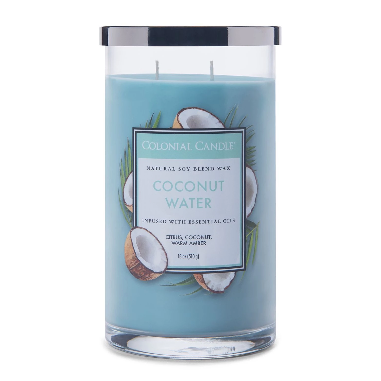 Colonial Candle Bougie parfumée Coconut Water - Mélange de cire de soja - Bleu - 538 g 1 Colonial Candle Bougie parfumée Coconut Water - Mélange de cire de soja - Bleu - 538 g