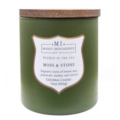 Colonial Candle Bougie parfumée Green Moss & Stone - Mélange de cire de soja - Vert - 425 g