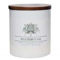 Colonial Candle Bougie parfumée Wild Hemp and Oak - Mélange de cire de soja - Blanc - 453 g