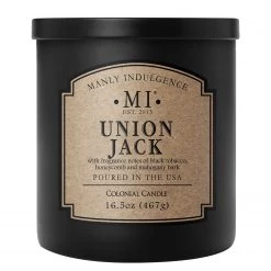 Colonial Candle Bougie parfumée Union Jack - Mélange de cire de soja - Noir - 467 g
