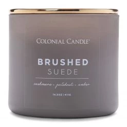 Colonial Candle Bougie parfumée Brushed Suede - Mélange de cire de soja - Gris - 411 g