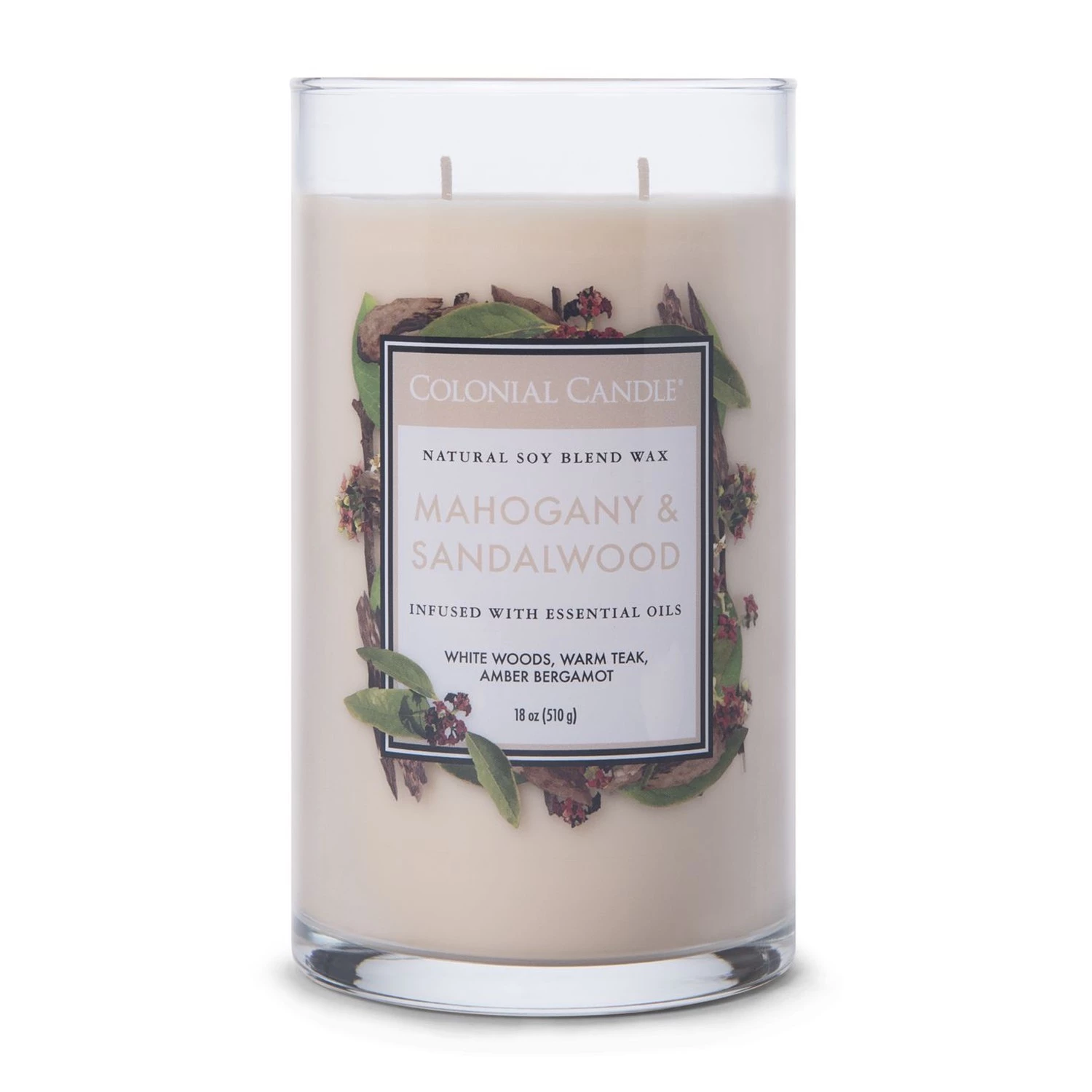 Colonial Candle Bougie parfumée Mahogany & Sandalwood - Mélange de cire de soja - Blanc - 538 g 3 Colonial Candle Bougie parfumée Mahogany & Sandalwood - Mélange de cire de soja - Blanc - 538 g – Image 3