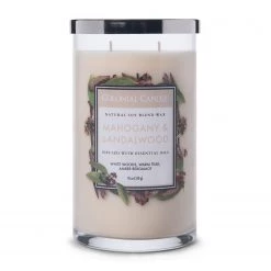 Colonial Candle Bougie parfumée Mahogany & Sandalwood - Mélange de cire de soja - Blanc - 538 g