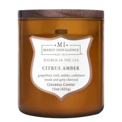 Colonial Candle Bougie parfumée Citrus Amber - Mélange de cire de soja - Marron - 425 g
