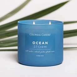 Colonial Candle Bougie parfumée Ocean Storm - Mélange de cire de soja - Bleu - 411 g -Pas Cher Décoration Magasin 1000271723 210625 16514000490 MOOD DETAILS P000000001000271723 mood