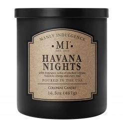 Colonial Candle Bougie parfumée Havana Nights - Mélange de cire de soja - Noir - 467 g