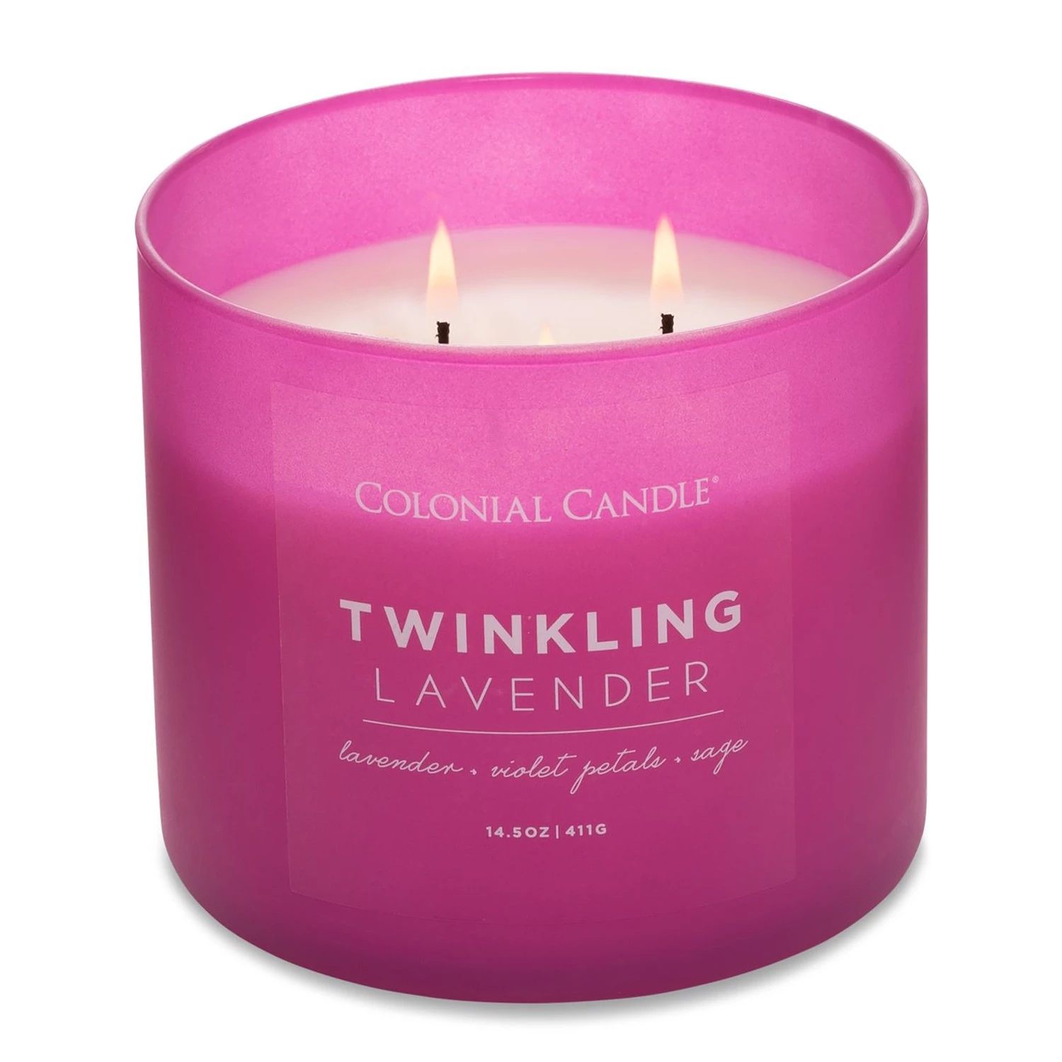 Colonial Candle Bougie parfumée Twinklin Lavender - Mélange de cire de soja - Rose - 411 g 2 Colonial Candle Bougie parfumée Twinklin Lavender - Mélange de cire de soja - Rose - 411 g – Image 2
