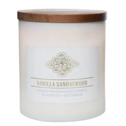 Colonial Candle Bougie parfumée Vanilla Sandalwood - Mélange de cire de soja - Blanc - 453 g