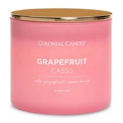 Colonial Candle Bougie parfumée Grapefruit Cassis - Mélange de cire de soja - Rose - 411 g