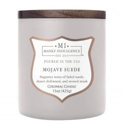 Colonial Candle Bougie parfumée Mojave Suede - Mélange de cire de soja - Blanc - 425 g