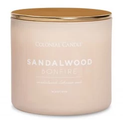 Colonial Candle Bougie parfumée Sandalwood Bonfire - Mélange de cire de soja - Beige - 411 g