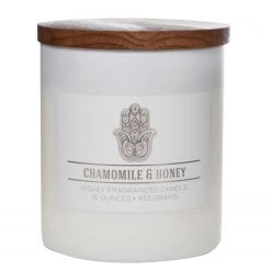 Colonial Candle Bougie parfumée Chamomile & Honey - Mélange de cire de soja - Blanc - 453 g