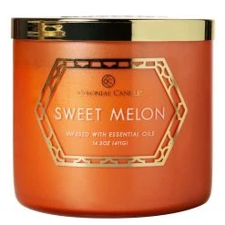 Colonial Candle Bougie parfumée Sweet Melon - Mélange de cire de soja - Orange - 411 g