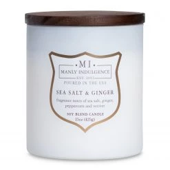 Colonial Candle Bougie parfumée Sea Salt & Ginger - Mélange de cire de soja - Blanc - 425 g