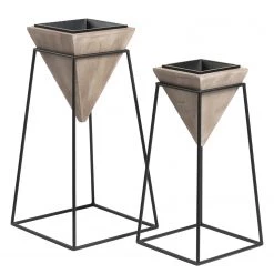 Twentyfour Bacs à fleurs Stared (2 éléments) - Sapin / Acier - Naturel / Noir