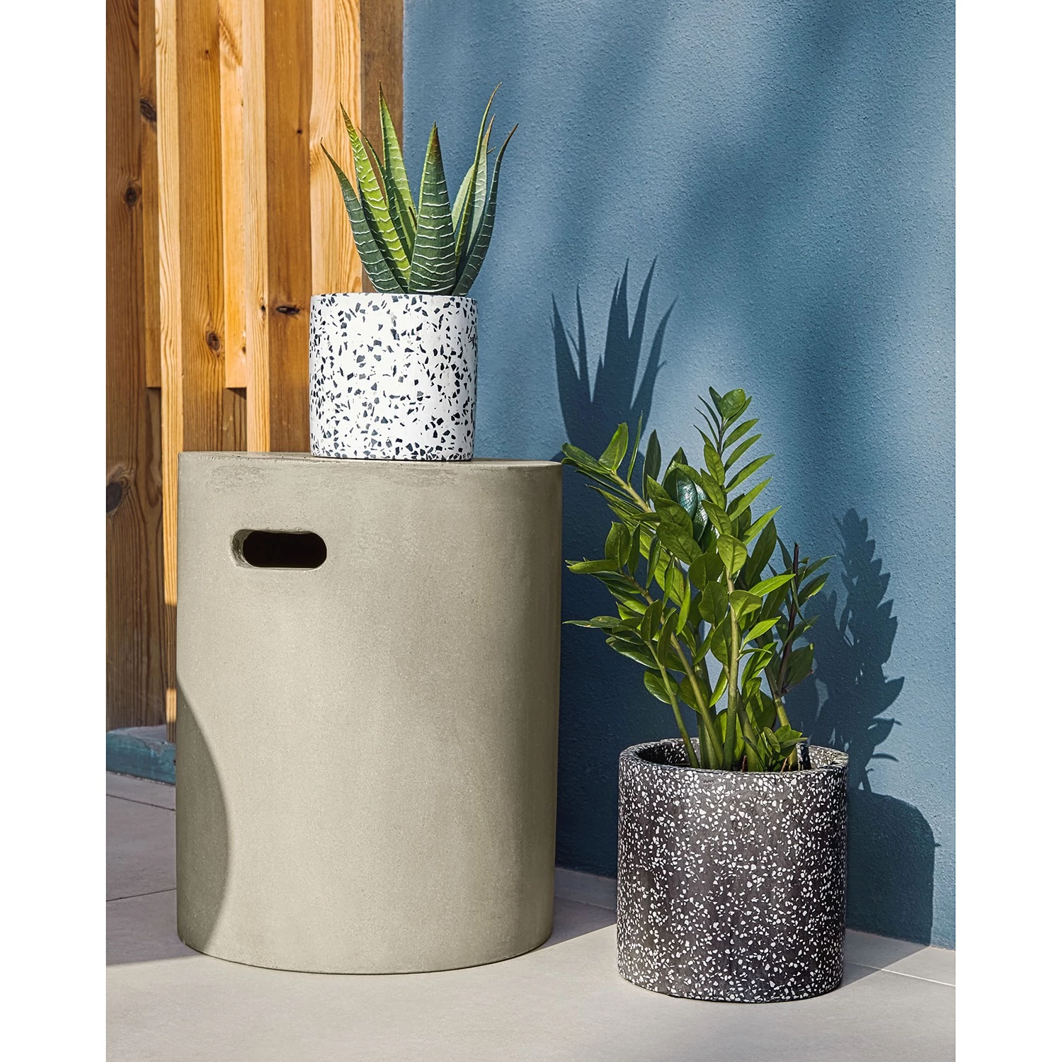 Twentyfour Bacs à fleurs Laure I (2 éléments) - Terrazzo - Blanc / Noir 3 Twentyfour Bacs à fleurs Laure I (2 éléments) - Terrazzo - Blanc / Noir – Image 3