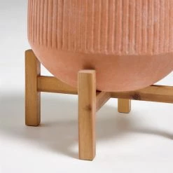 Twentyfour Bac à fleurs Daffodil - Terre cuite / Acacia - Cuivre -Pas Cher Décoration Magasin 1000276229 210625 13522100402 DETAILS P000000001000276229