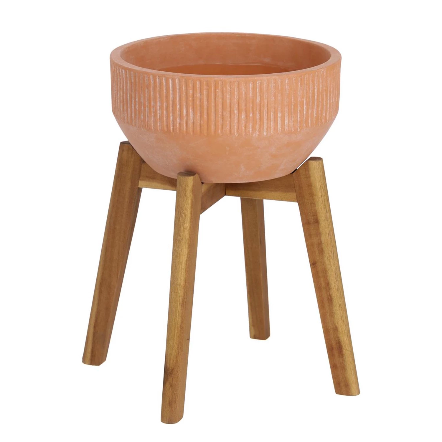 Twentyfour Bac à fleurs Subject - Terre cuite / Acacia - Cuivre 1 Twentyfour Bac à fleurs Subject - Terre cuite / Acacia - Cuivre