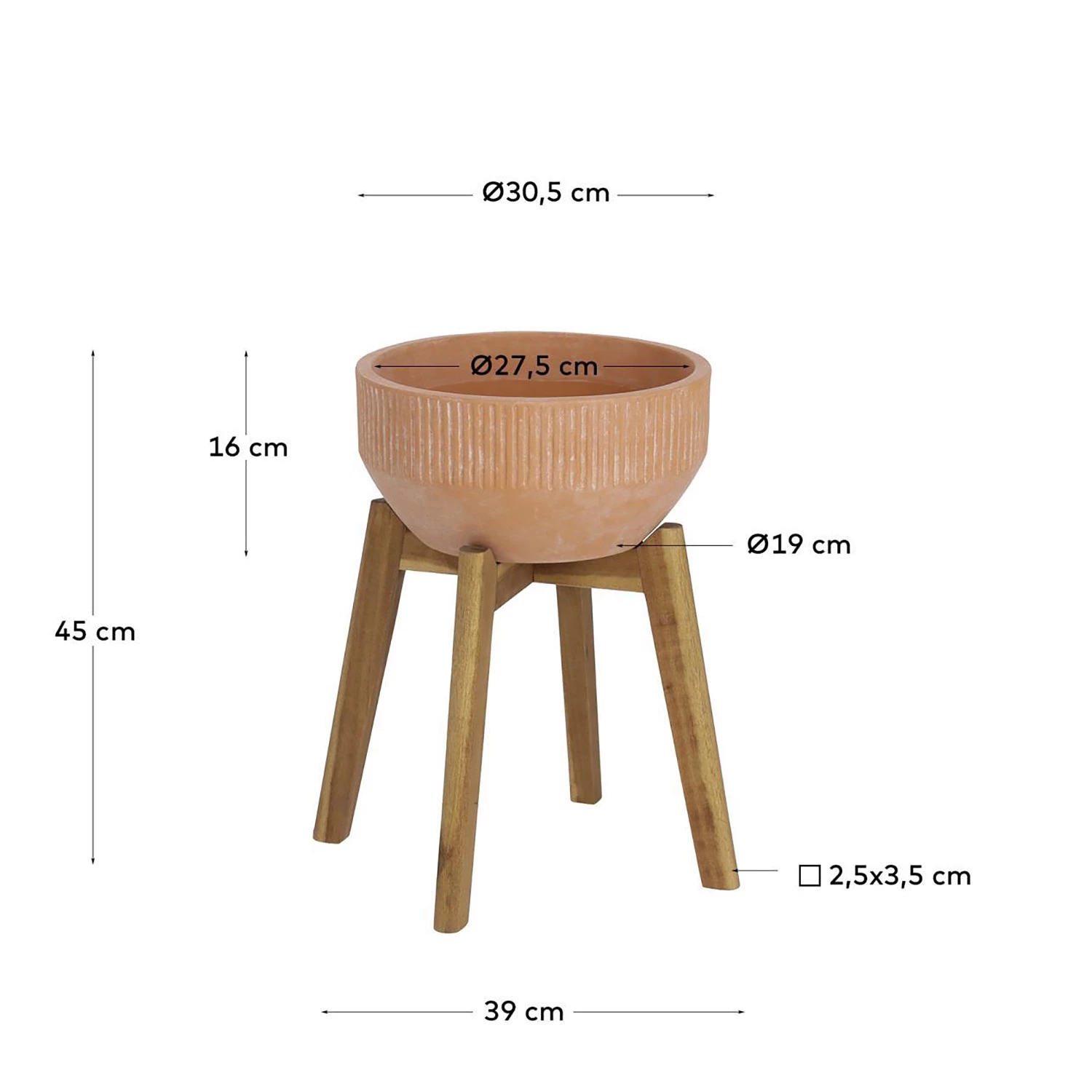 Twentyfour Bac à fleurs Subject - Terre cuite / Acacia - Cuivre 5 Twentyfour Bac à fleurs Subject - Terre cuite / Acacia - Cuivre – Image 5
