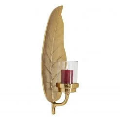 Kare Design Photophore Leaf - Doré - Métal / Verre - Doré