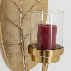 Kare Design Photophore Leaf - Doré - Métal / Verre - Doré -Pas Cher Décoration Magasin 1000277511 210707 09473200104 DETAILS P000000001000277511