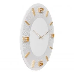 Kare Design Horloge murale Leonardo - Blanc / Doré - Métal / Bois manufacturé / Matière plastique - Blanc / Doré