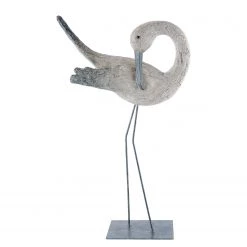 GILDE Figurine Échassier - Résine - Bleu / Crème