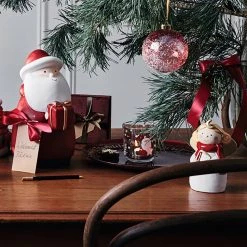 Leonardo Anges Natale (3 éléments) - Céramique - Blanc / Rouge - Hauteur : 8 cm -Pas Cher Décoration Magasin 1000290561 211110 075059000044 DETAILS P000000001000290561