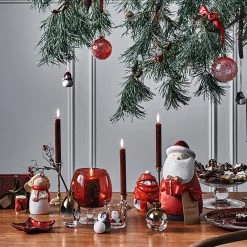 Leonardo Anges et Pères Noël Natale (6 éléments) - Céramique - Blanc / Rouge - Hauteur : 10 cm -Pas Cher Décoration Magasin 1000290572 211110 07505900054 DETAILS P000000001000290572