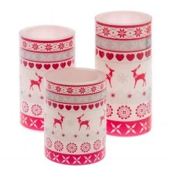 My Flair Bougies LED Nordiques (3 éléments) - Cire - Blanc / Rouge