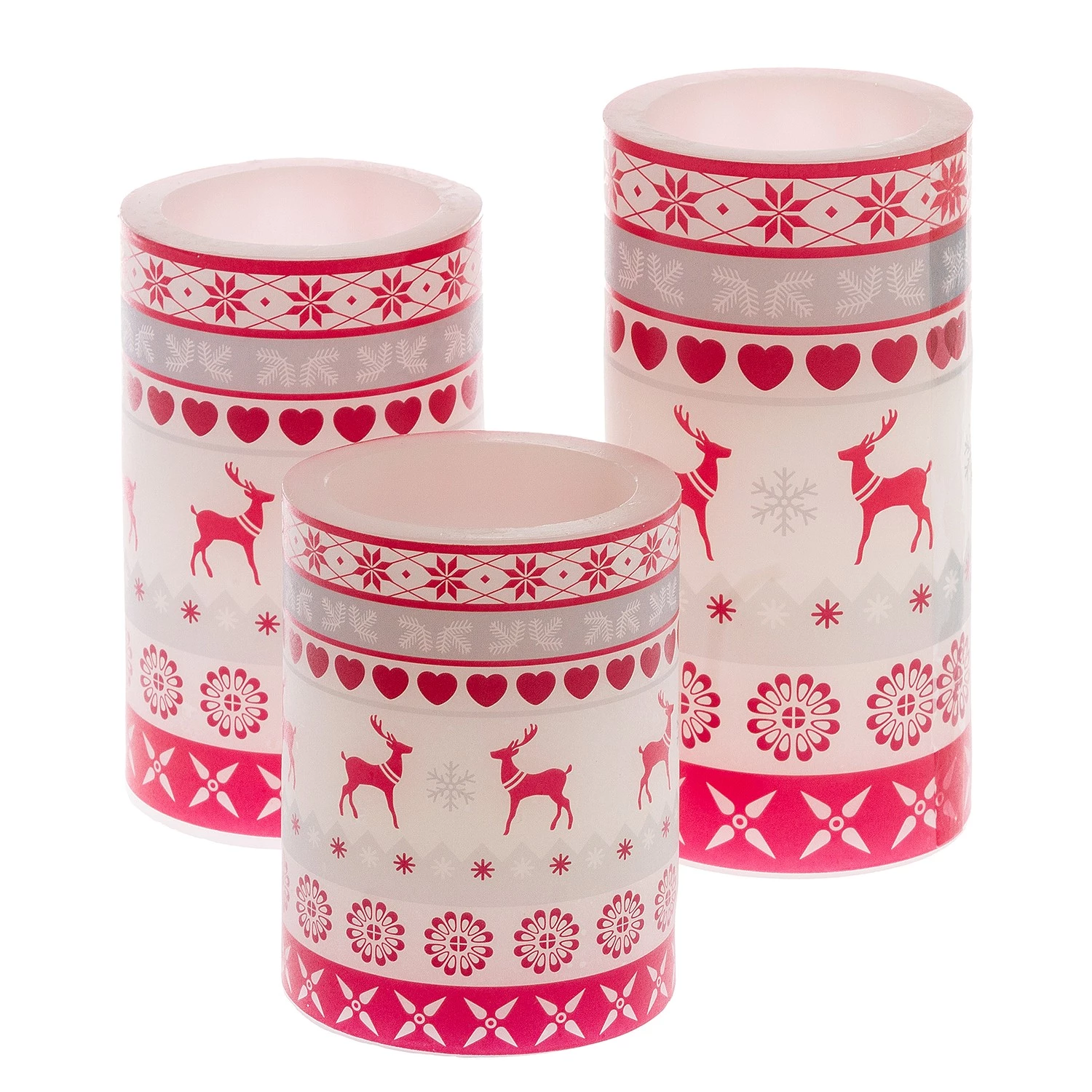 My Flair Bougies LED Nordiques (3 éléments) - Cire - Blanc / Rouge 1 My Flair Bougies LED Nordiques (3 éléments) - Cire - Blanc / Rouge