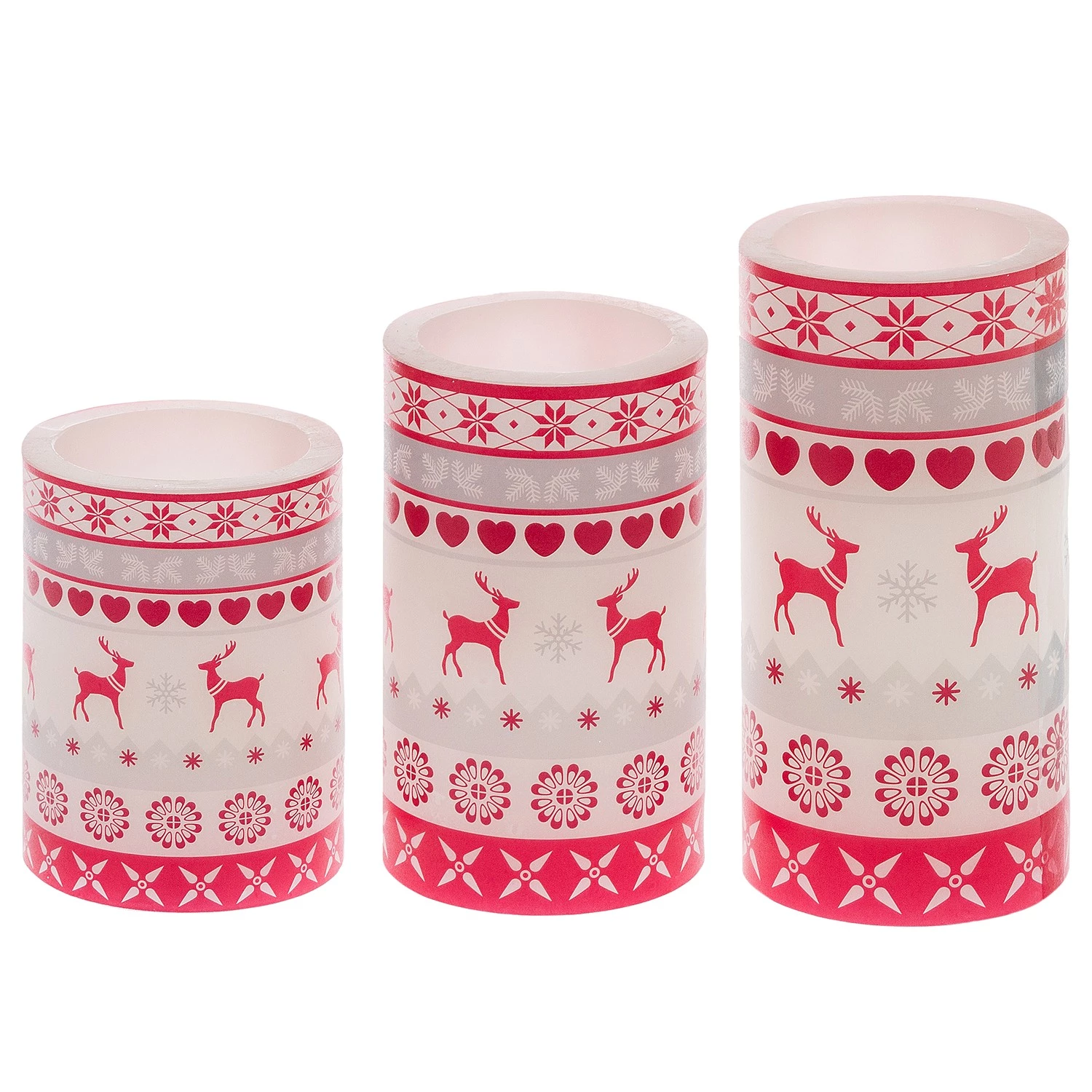 My Flair Bougies LED Nordiques (3 éléments) - Cire - Blanc / Rouge 3 My Flair Bougies LED Nordiques (3 éléments) - Cire - Blanc / Rouge – Image 3