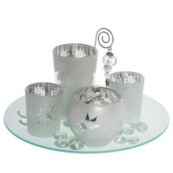 My Flair Bougeoirs Solmas - Verre coloré - Argenté