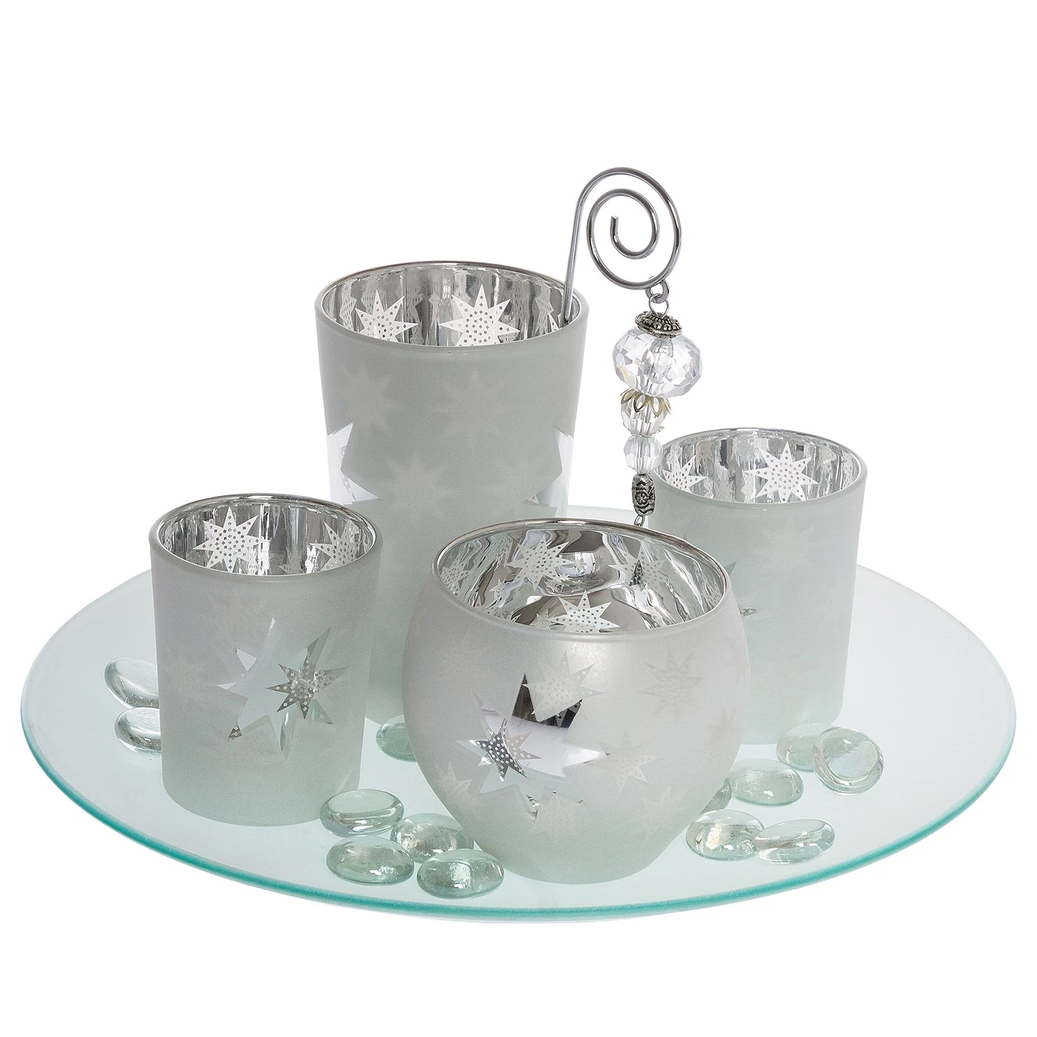 My Flair Bougeoirs Solmas - Verre coloré - Argenté 1 My Flair Bougeoirs Solmas - Verre coloré - Argenté