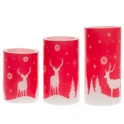 My Flair Bougies LED Paysage d’hiver (3 éléments) - Cire - Blanc / Rouge -Pas Cher Décoration Magasin 1000294732 210930 135445000122 DETAILS P000000001000294732