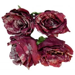 My Flair Fleurs artificielles Rose I (lot de 4) - Polyester PVC - Bordeaux