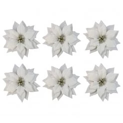 My Flair Fleurs Étoiles de Noël (lot de 6) - Polyester PVC - Blanc