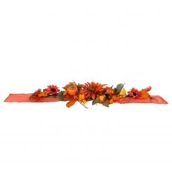 My Flair Chemin de table LED Fleurs d’automne - Polyester PVC - Orange