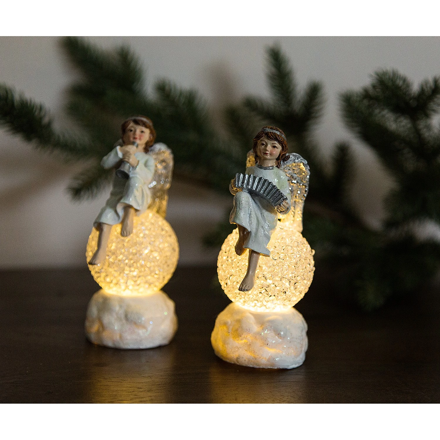 My Flair Figurines LED Ange (lot de 2) - Pierre artificielle - Blanc 2 My Flair Figurines LED Ange (lot de 2) - Pierre artificielle - Blanc – Image 2