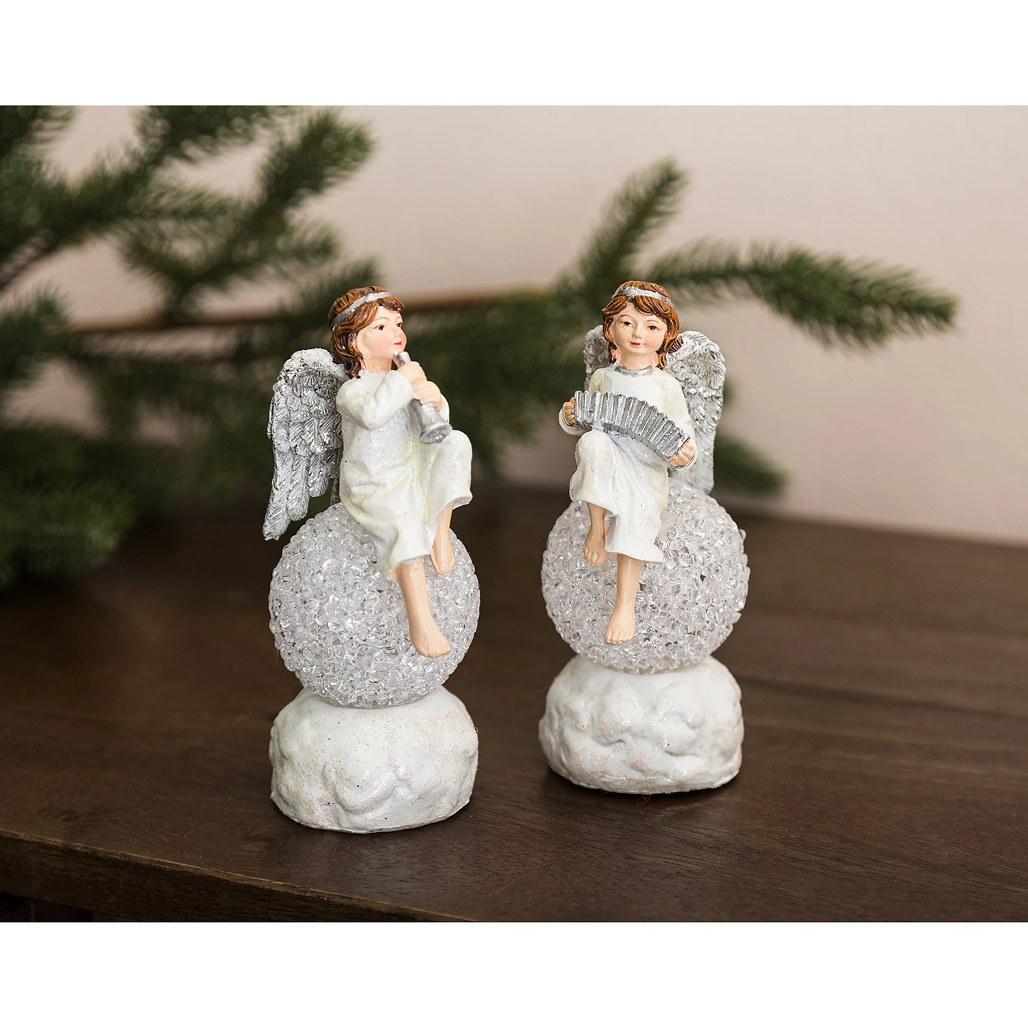 My Flair Figurines LED Ange (lot de 2) - Pierre artificielle - Blanc 3 My Flair Figurines LED Ange (lot de 2) - Pierre artificielle - Blanc – Image 3