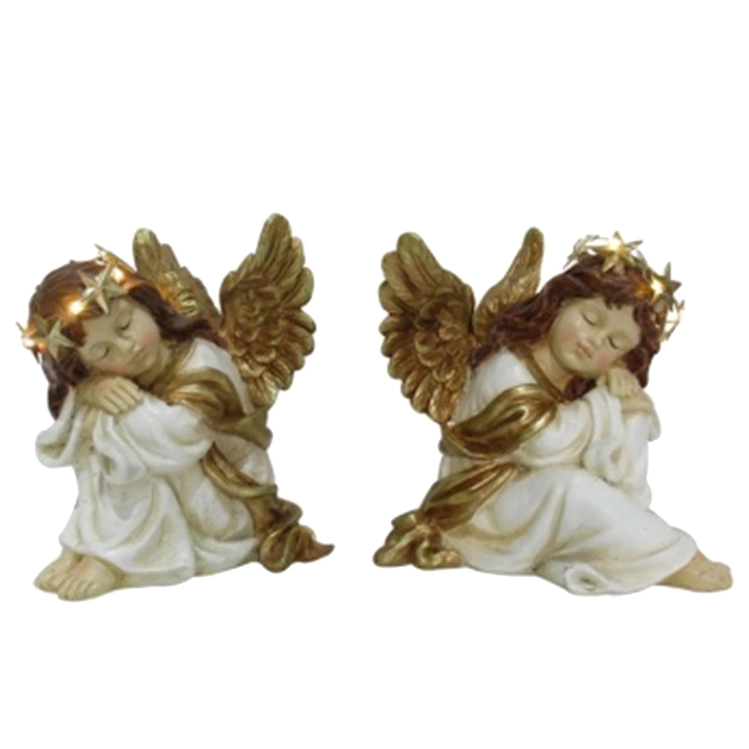 My Flair Figurines LED Ange couronné (lot de 2) - Polyrésine - Blanc 1 My Flair Figurines LED Ange couronné (lot de 2) - Polyrésine - Blanc