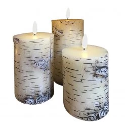 My Flair Bougie LED Bouleau (3 éléments) - Cire - Multicolore